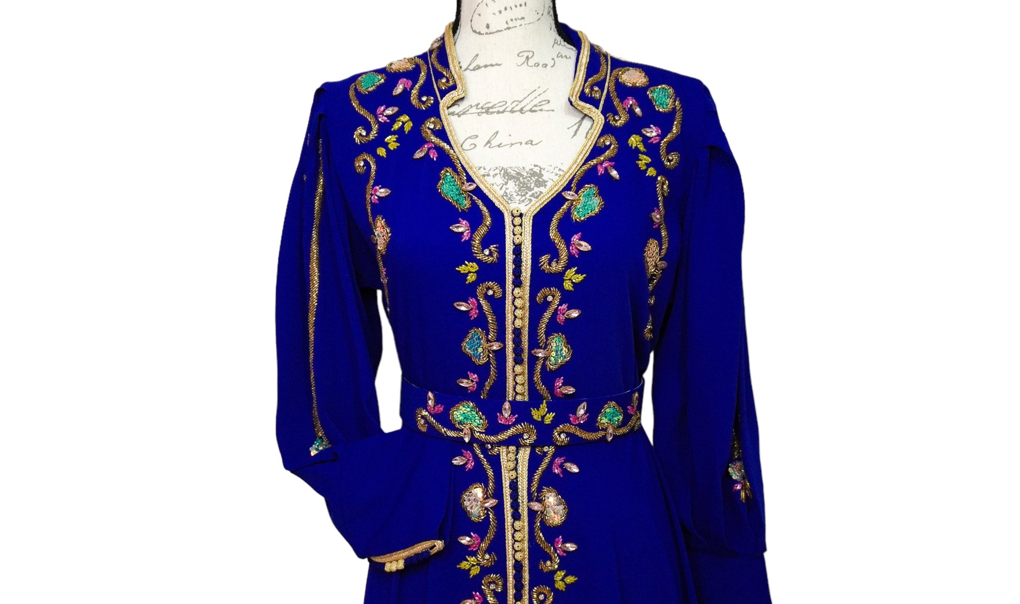 Royal Blue Beaded Caftan