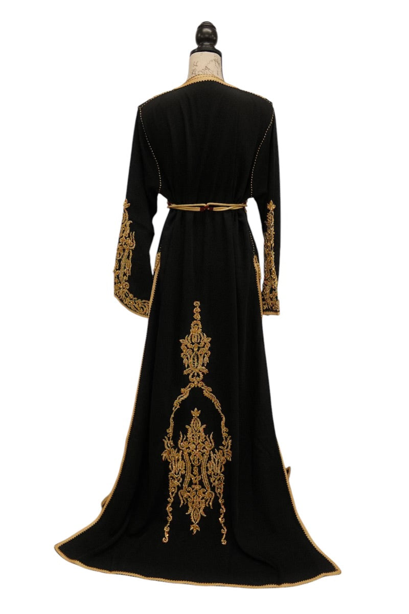 Elegant Black Moroccan Caftan for Weddings and Special Occasions