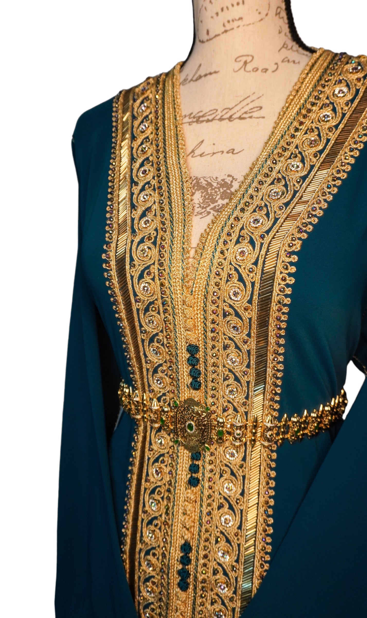 Teal Crepe Caftan