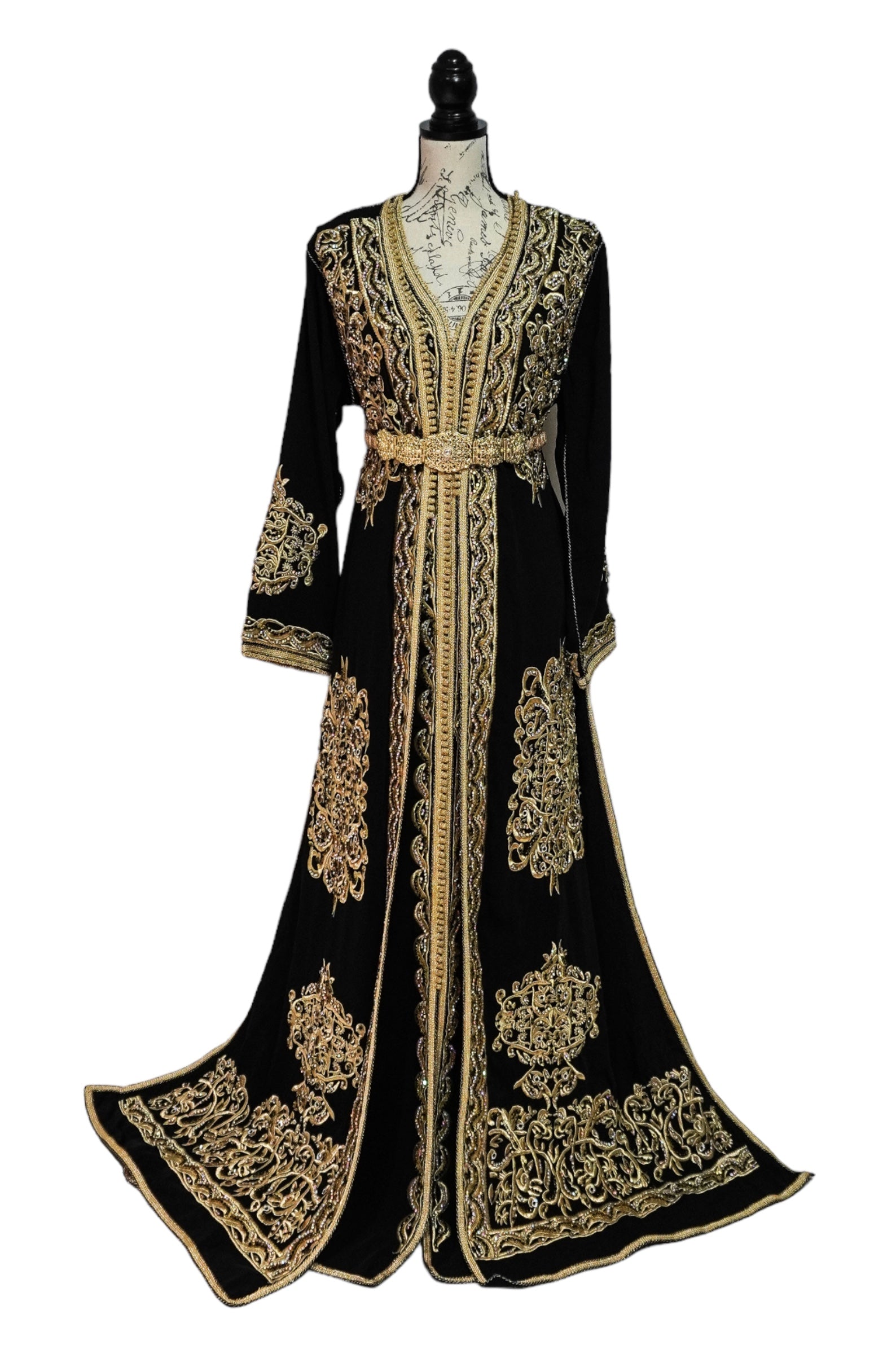 Black Gold Embroidered Caftan