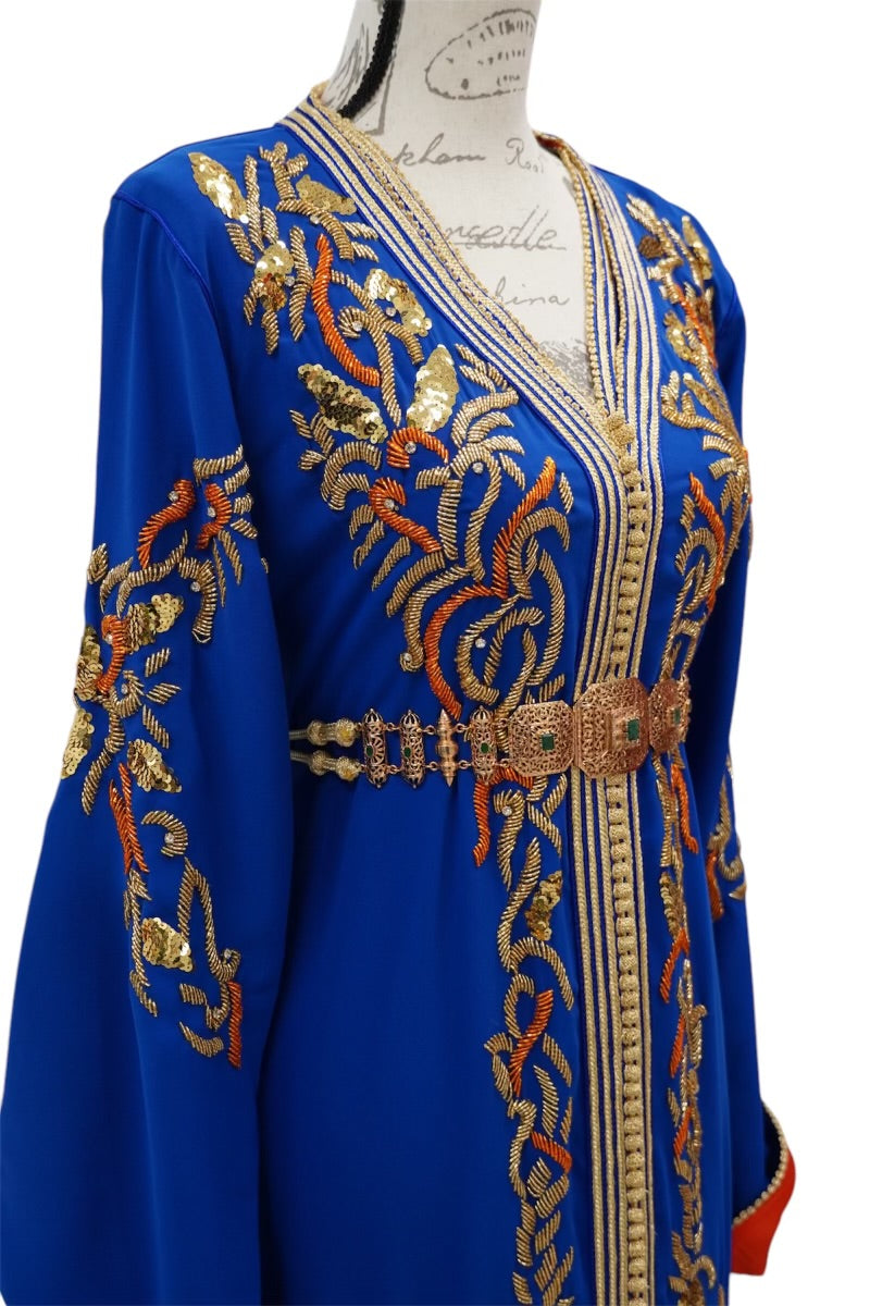 Royal Blue Beaded Caftan