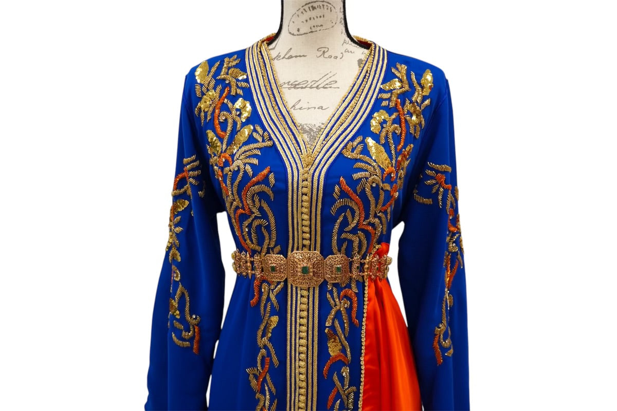 Royal Blue Beaded Caftan