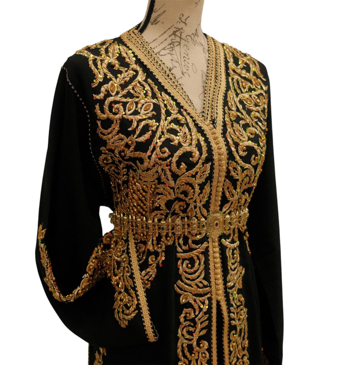 Elegant Black Moroccan Caftan for Weddings and Special Occasions