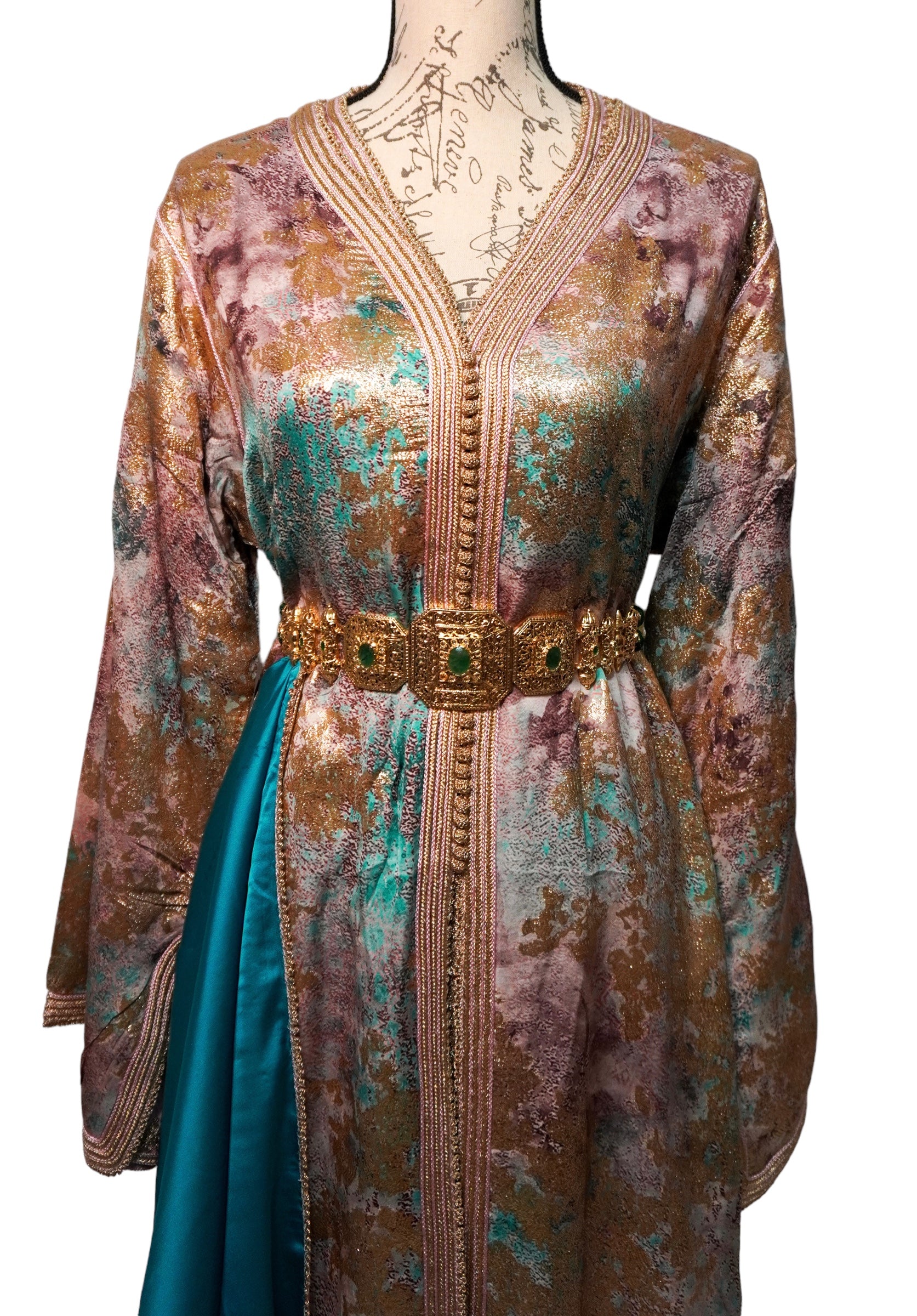 Metallic Pink-Teal Caftan