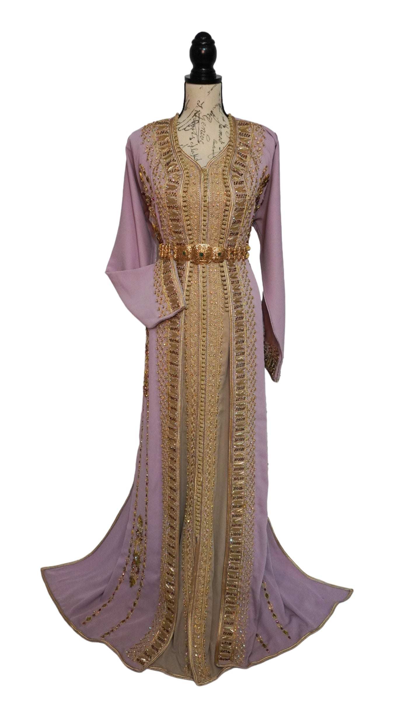 Light Pink-Lilac Beaded Caftan