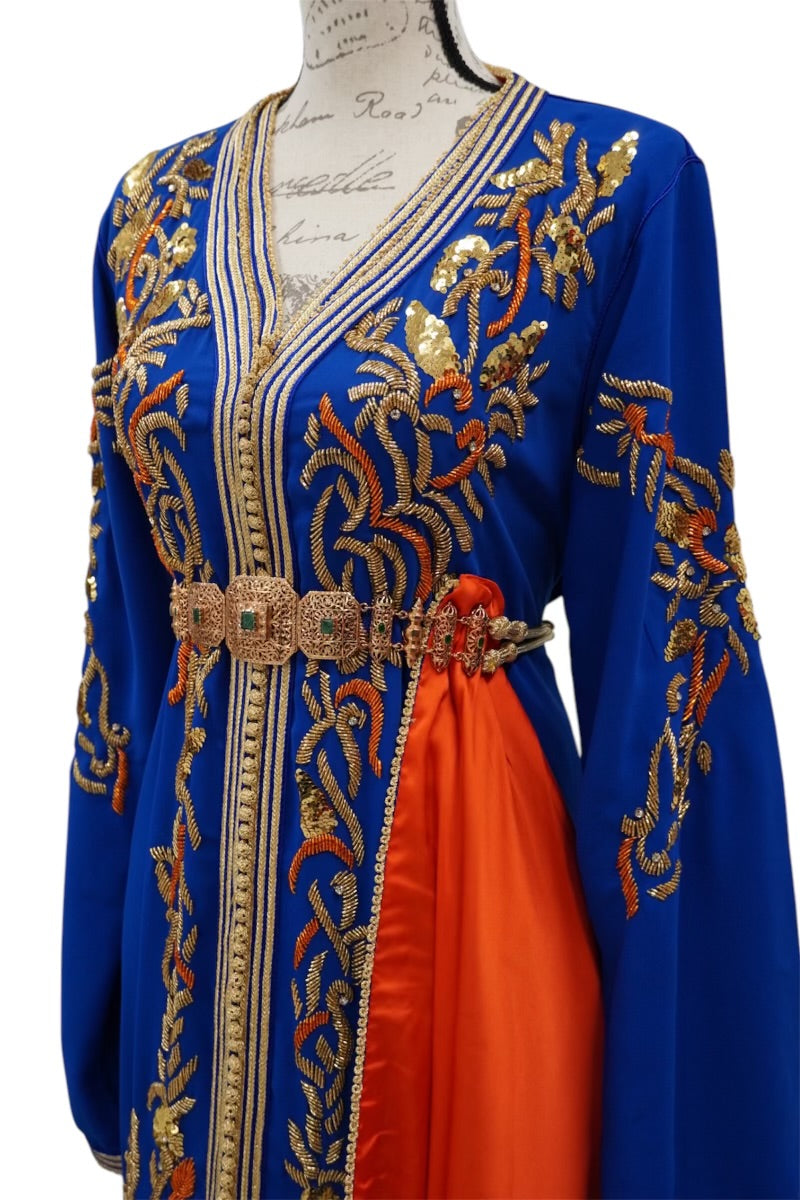 Royal Blue Beaded Caftan