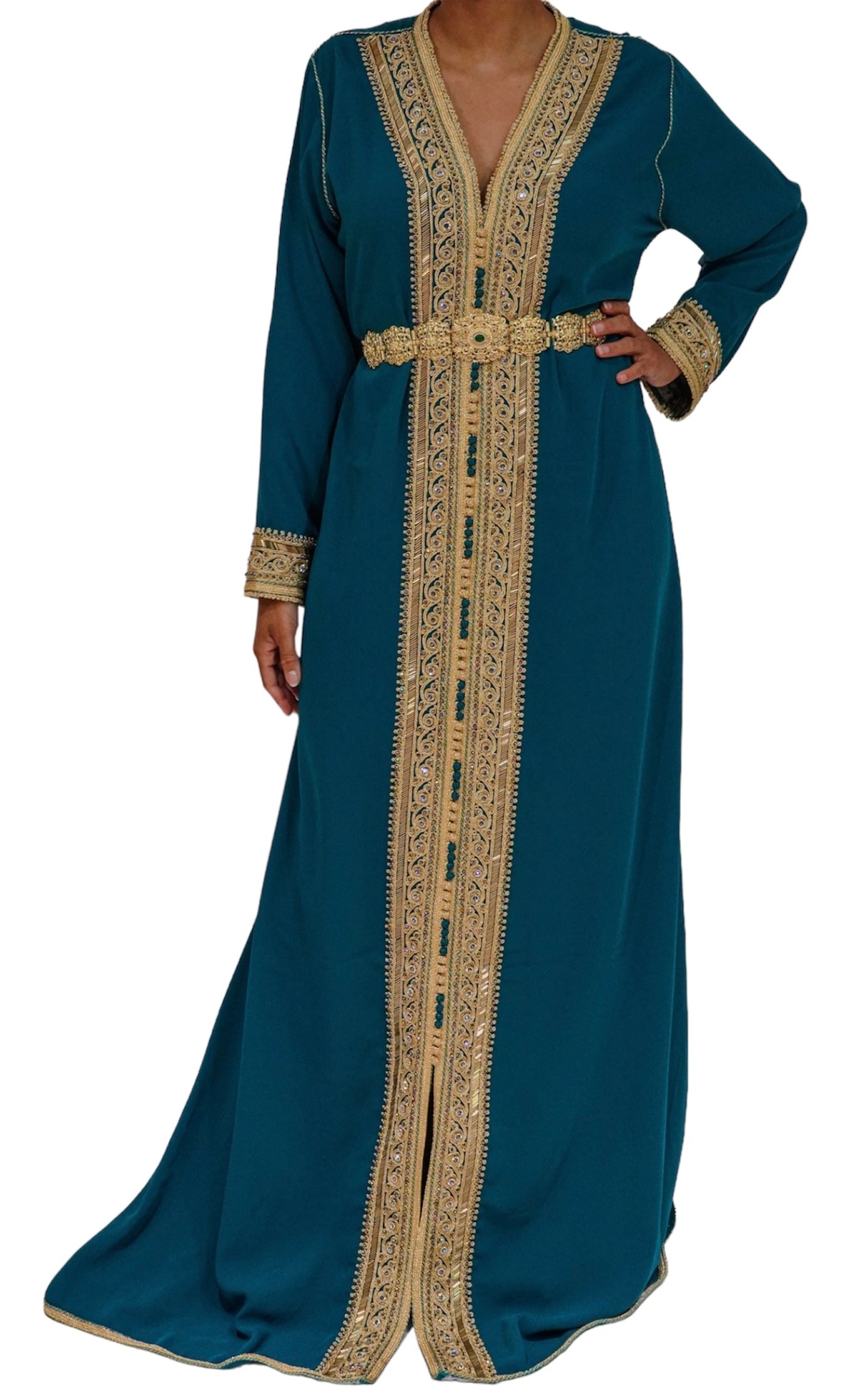 Teal Crepe Caftan