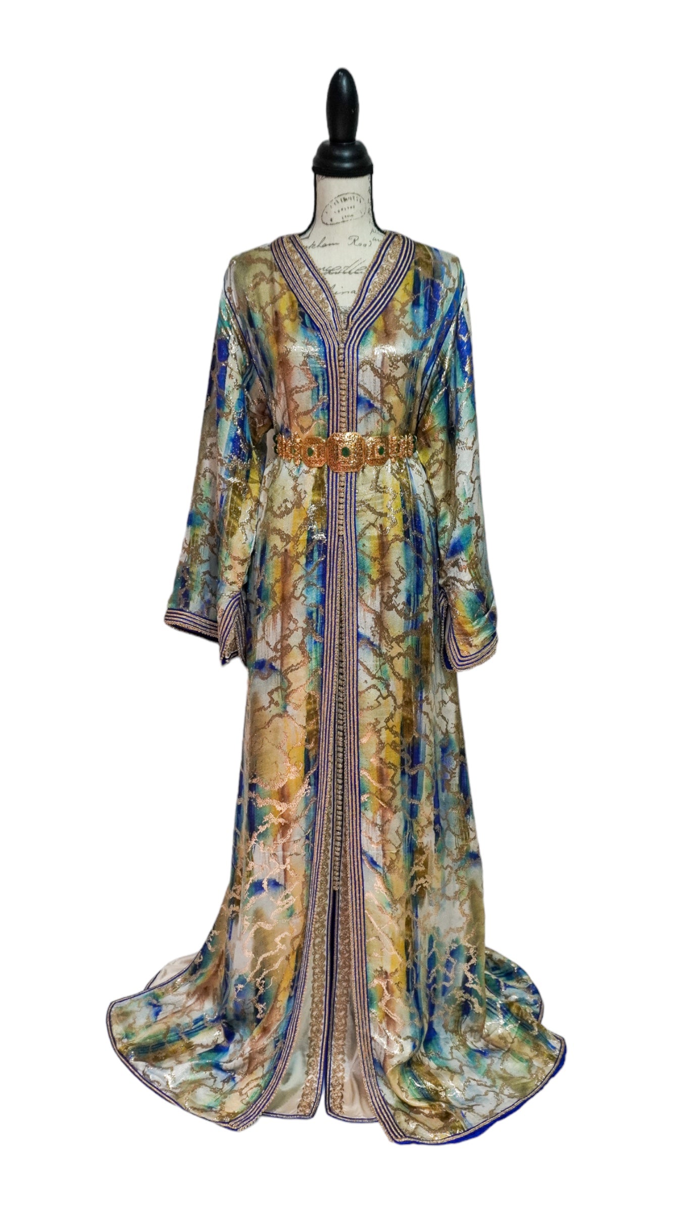 Blue Multicolor Metallic Caftan