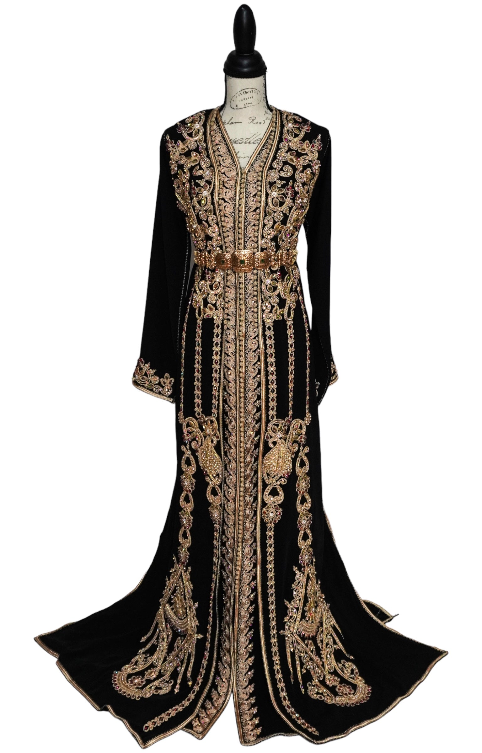 Two Piece Black Beaded Caftan